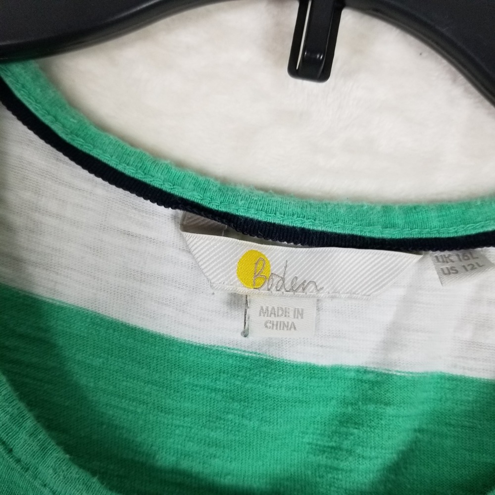 Boden Maxi Dress Women 12L Green White Striped Cotton Slub Sleeveless D0077 - Picture 4 of 9